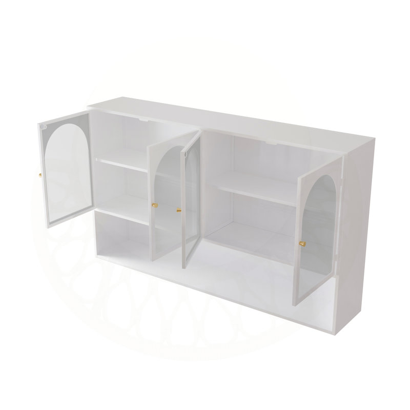 Armoire murale en verre à quatre portes pour un rangement polyvalent, parfaite pour la cuisine, le salon et la salle de bain
