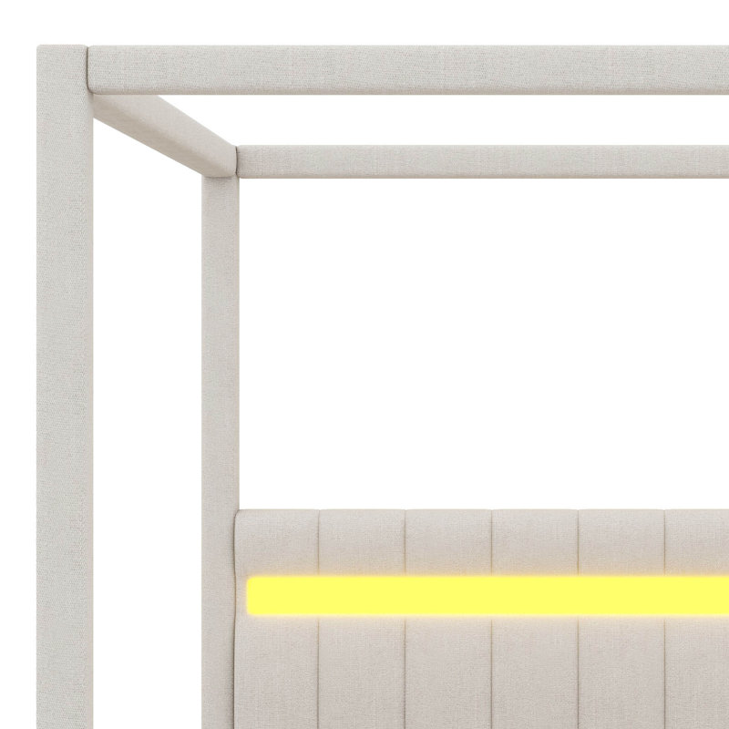 Lit à baldaquin avec lumières DEL, lit plateforme tapissier en bois avec tête de lit
