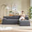 Modern minimalist L-shaped corduroy high back sofa-2019084129