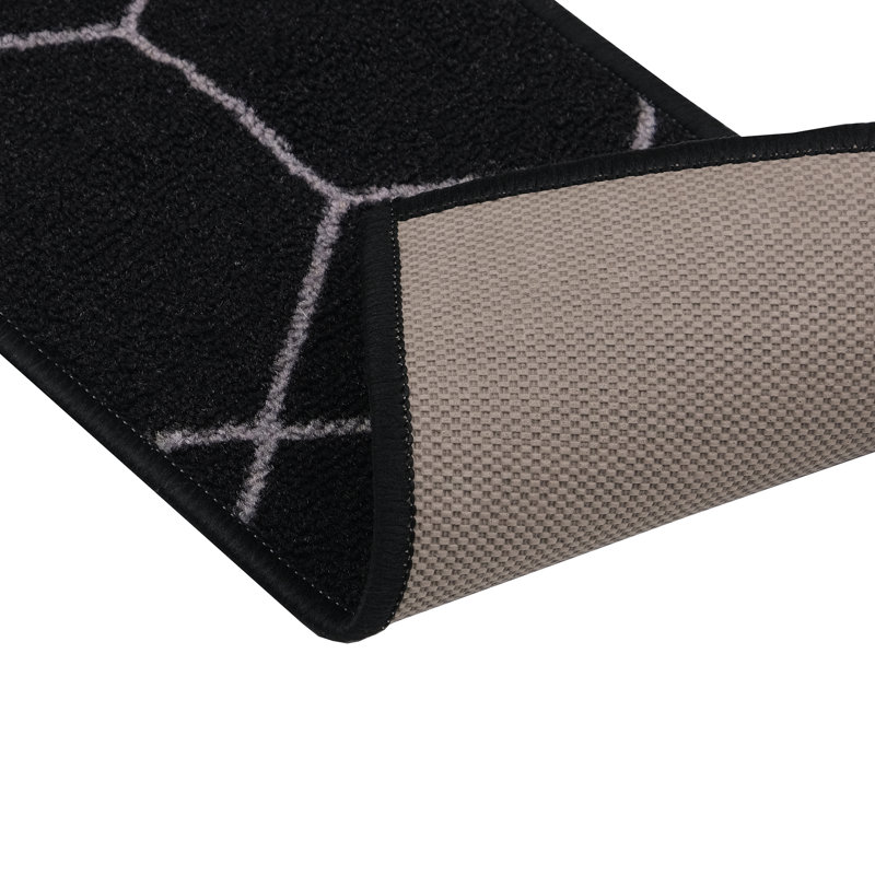 Tapis d'escalier antidérapant Akyia, Noir argent