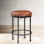Tabouret de comptoir sans dossier en similicuir - Fabrication en métal robuste, repose-pieds, base entièrement assemblée, rembourrage confortable, niveleurs de pieds réglables, peu encombrant
