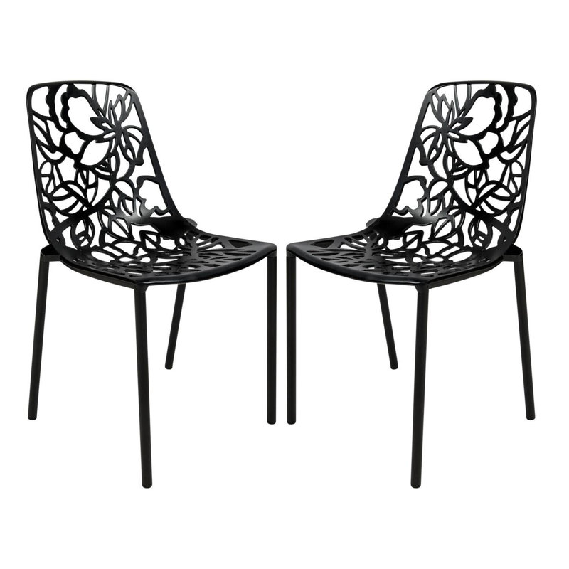 Chaise d'appoint en aluminium - ensemble de 2, Noir, noir, noir, noir