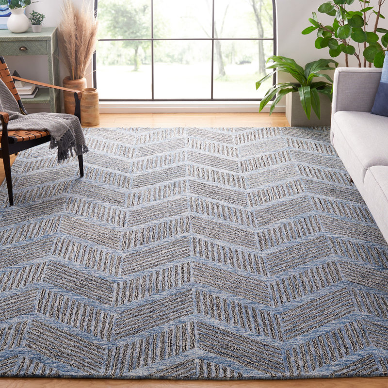 Metro Hand Tufted Wool And Cotton With Latex Geometric Rug, Rectangle 8' x 10'