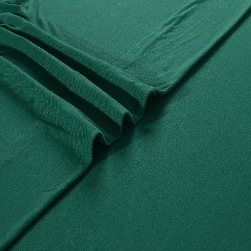 Ensemble de draps en jersey respirant 100% coton jersey | Toutes saisons, vert foncé, Double, Vert foncé