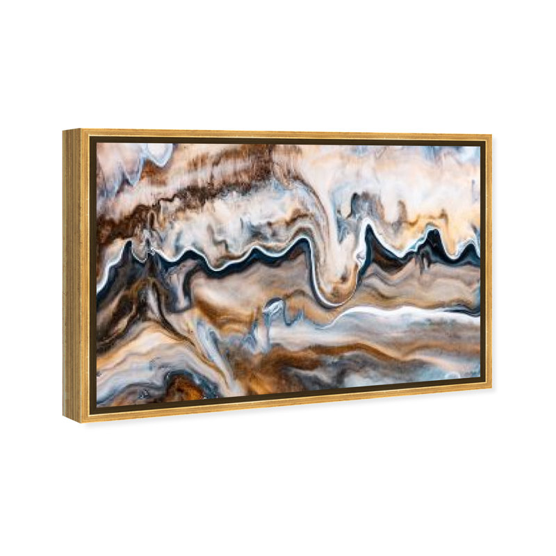Modern Large Paint Splash Graphic Art Canvas, 24" H x 36" W, Gold Framed