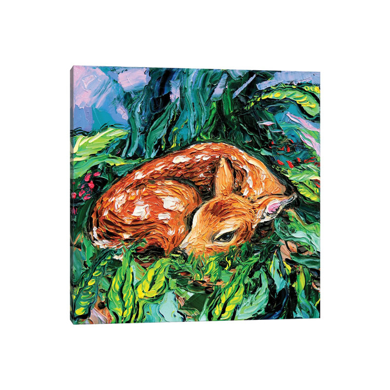 Reproduction d’art « Fawn » par aja Trèves, H 26 po x l 26 po x P 1,5 po, Toile tendue, Pas de tapis
