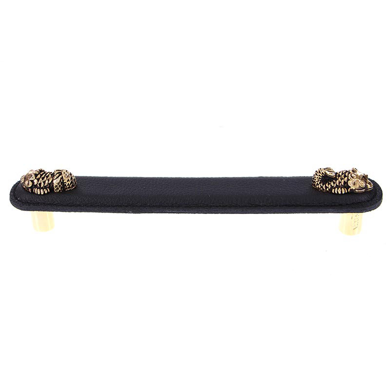 Pollino Bar / Handle Pull, 6", Antique Gold/Black