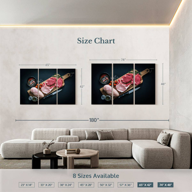 Yarlin Butcher's Meat Selection, 42" H x 65" W