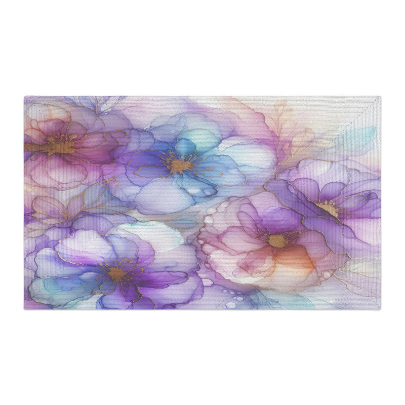 Tapis tressé Lilas Ink Waves, Rectangle 3 pi x 5 pi