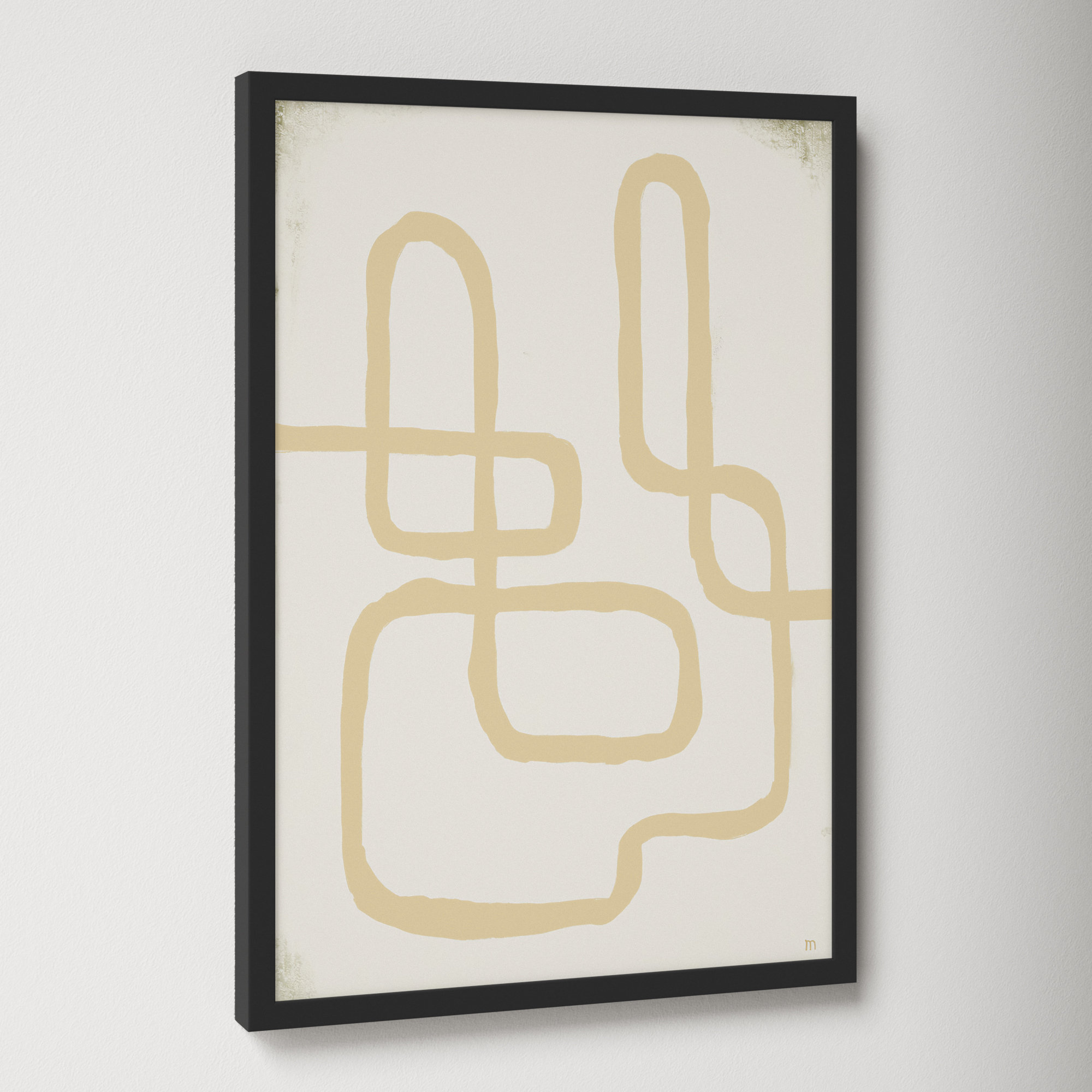 Line Works In White 1 by StudioM, 20" H x 14" W x 1.25" D, Black Framed Paper