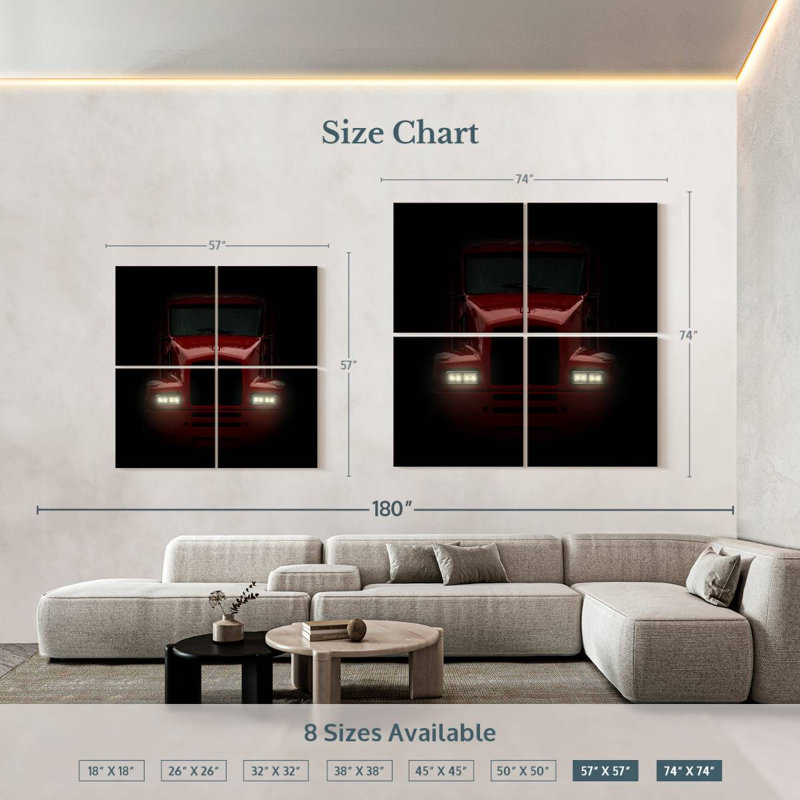 Mehar Dark Red Truck, 57" H x 57" W