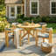 Ensemble de salle à manger 5 pièces pour l'extérieur en bois d'acacia rond, table de patio en bois massif avec 4 chaises de baril, sièges et dossiers rembourrés, ensemble de conversation de jardin moderne, coussin gris-799783960