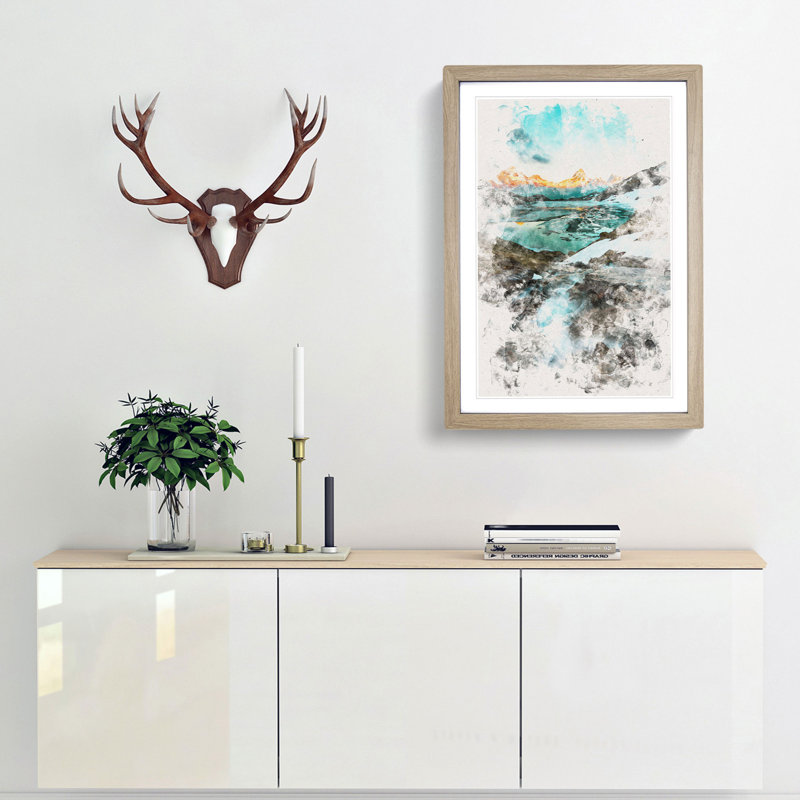 Mountain View in Switzerland - Picture Frame Painting Print, Oak Framed, 33cm H x 24cm W x 2cm D