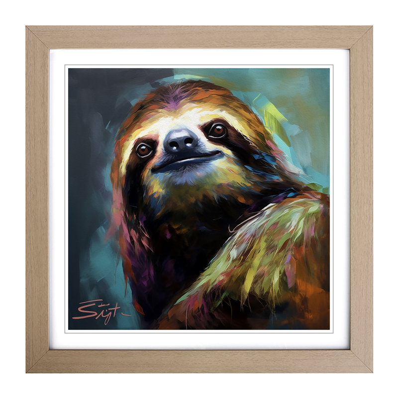 Sloth Gestural Art - Framed Print