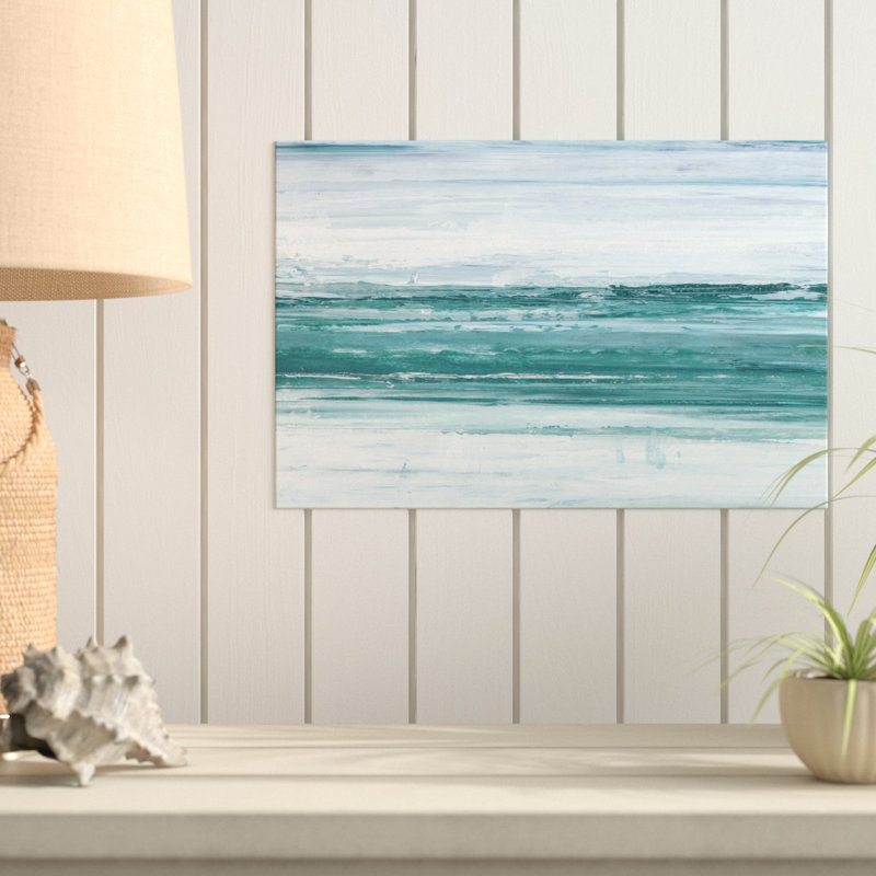 « saccadéed eaux v », reproduction de peinture à l’acrylique sur toile tendue, H 24 po x l 36 po x P 0,1 po