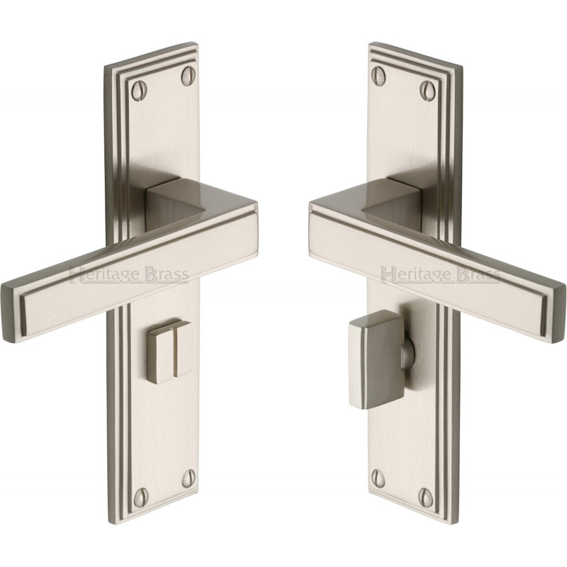 Heritage Brass Heritage Door Handle for Bathroom Atlantis Design, Satin Nickel