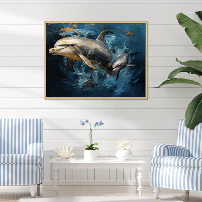 Blue Dancing Dolphines IV - Dolphin Canvas Prints