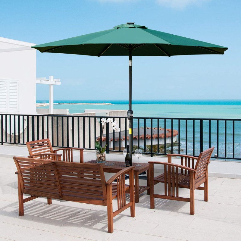 270cm Lighted Tilt Market Parasol, Green