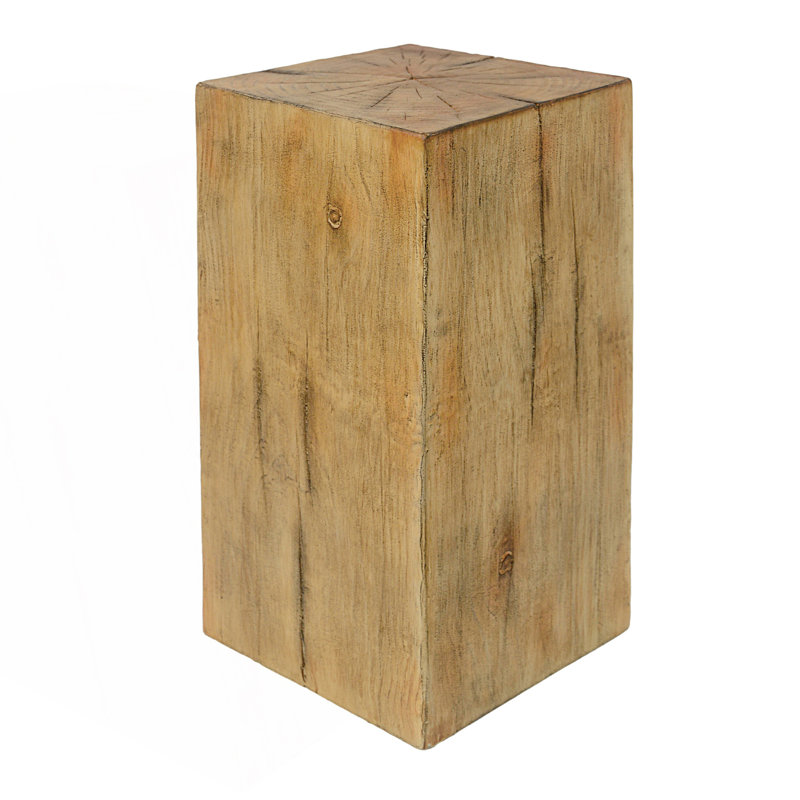 1PC Square-Column End Table, Natural, 27.8" H x 14.55" W x 14.55" D