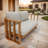 Helga Acacia Wood Patio Outdoor Loveseat Sofa With Cushions