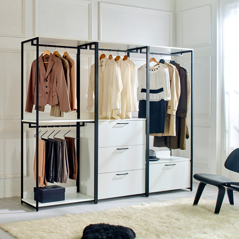 Système de placard en bois polyvalent avec structure en métal robuste