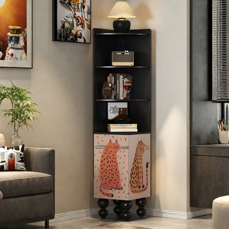 Modern creative kitten pattern corner bookcase