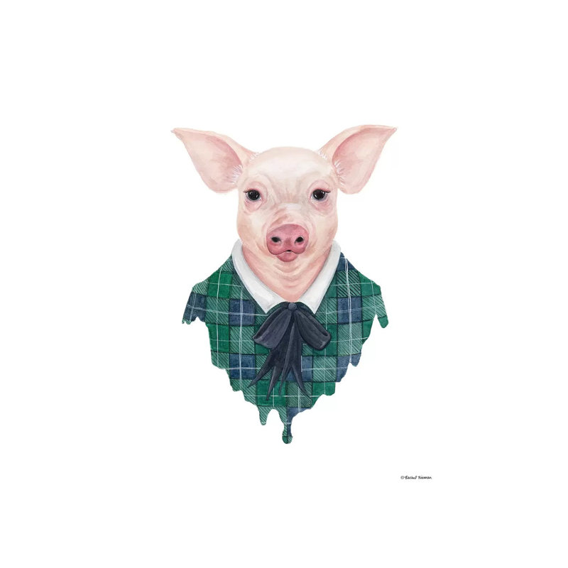 Pig In Plaid by Rachel Nieman - Wrapped Canvas Gallery-Wrapped Canvas Giclée