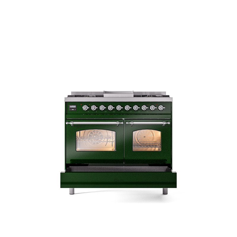 ILVE Nostalgie II 40 in Dual Fuel Range, Natural Gas, Emerald Green/Chrome