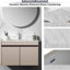 Plan de travail de meuble-lavabo en pierre frittée blanche 37 po avec dosseret de 4 po et ouverture pour robinet 37 po - Pierre, lavabo central rectangulaire, trous pré-percés,
