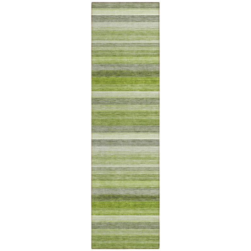 Tapis de couloir intérieur rayé vert lavable antidérapant 8 pi