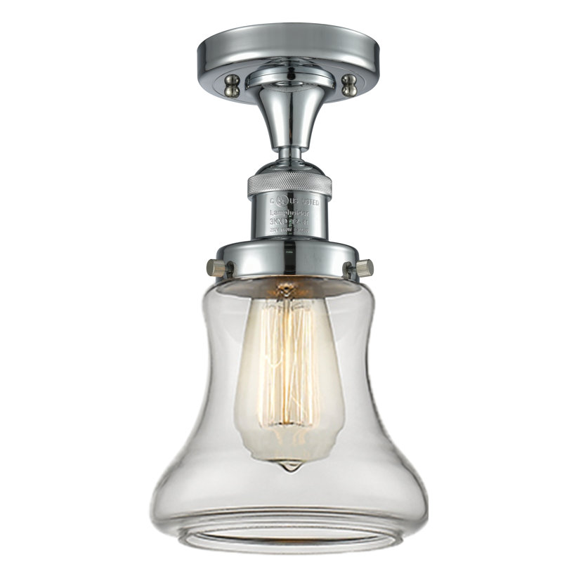 Plafonnier semi-encastré à 1 lumière Edda, Transparent, Ampoule DEL 6 watts Vinage, Chrome poli