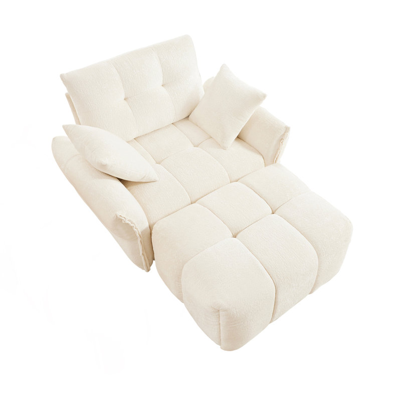 Canapé à une place avec repose-pieds et canapé confortable, Blanc