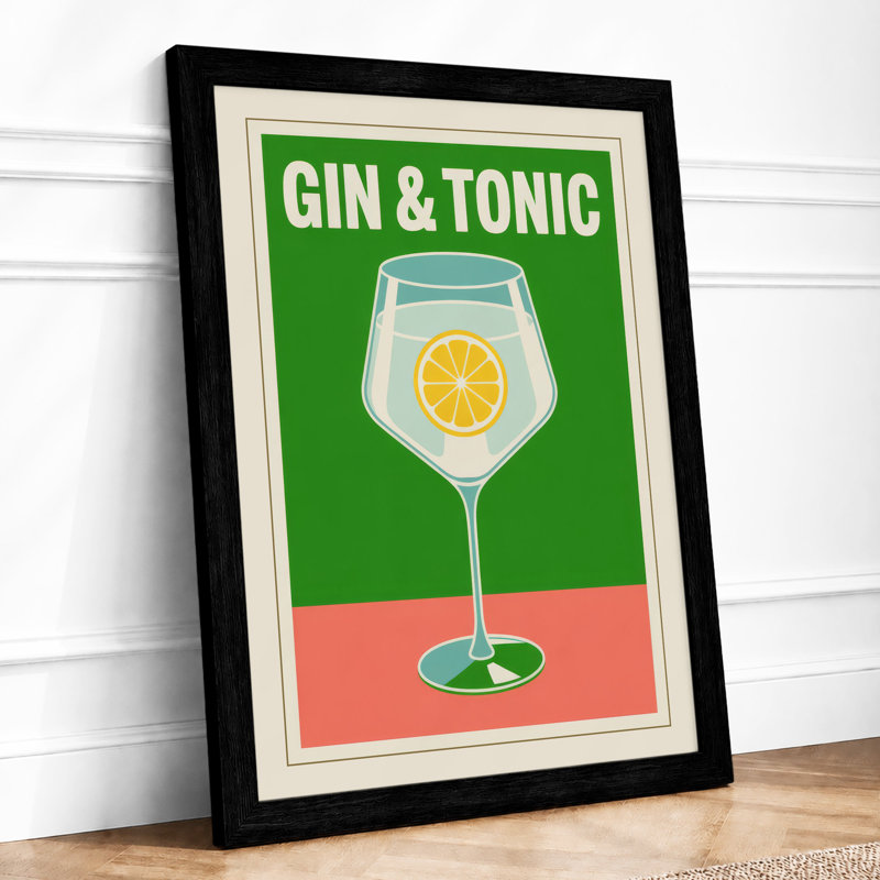 Gin and Tonic Retro - Framed Print, A1 - 84.1 x 59.4 cm, Black