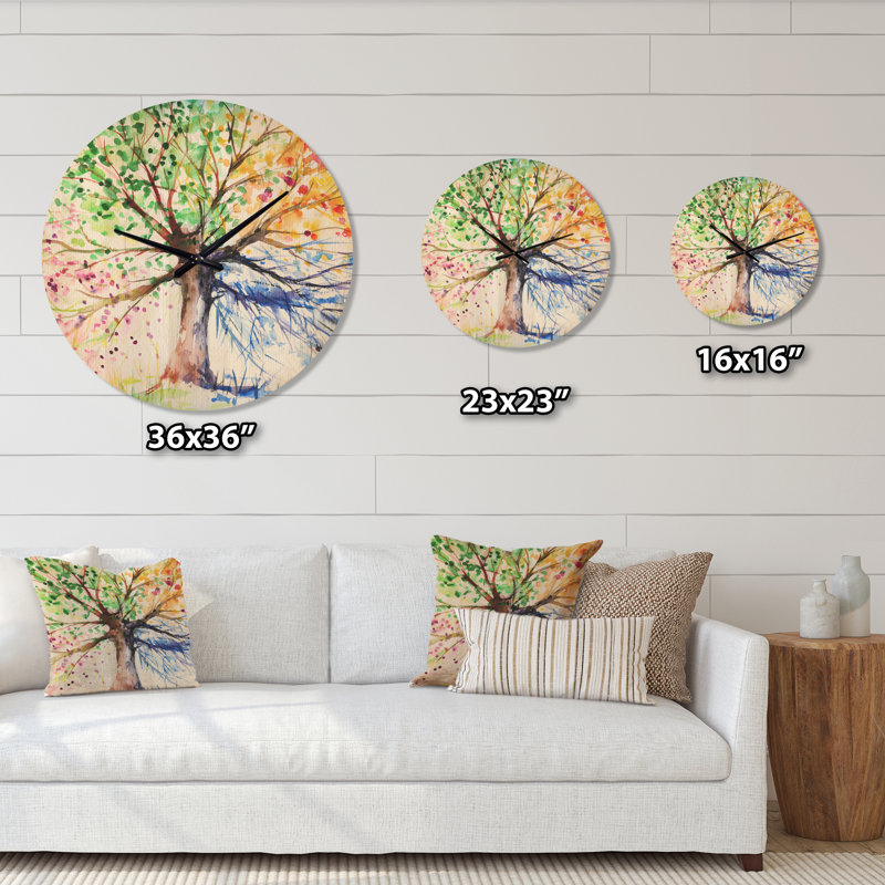 Arbre quatre saisons - Horloge murale moderne en bois, Moyenne