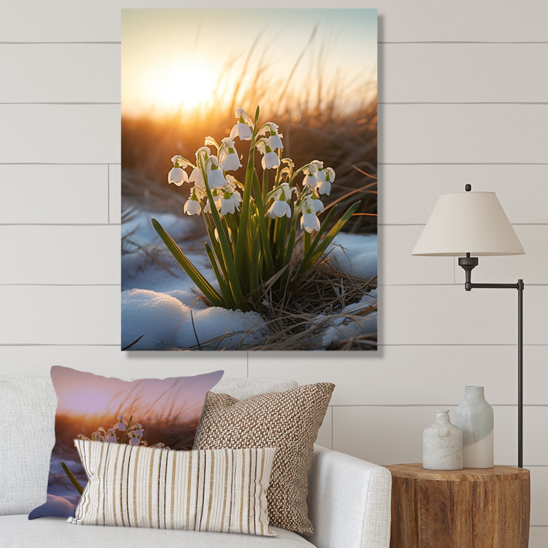 Coucher de soleil vert, hiver, coucher de soleil I, Toile tendue, H 20 po x l 12 po x P 1 po