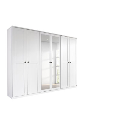 Drehtürenschrank Kleiderschrank Schrank ROSENHEIM im Landhausstil mit Spiegel und 2 Schubladen MADE IN GERMANY