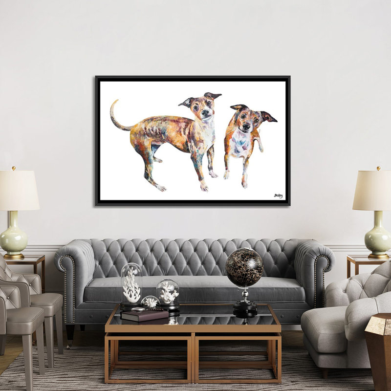 « paco & rico », reproduction sur toile, H 18 po x l 26 po x P 1,5 po, Toile encadrée noire, Pas de tapis