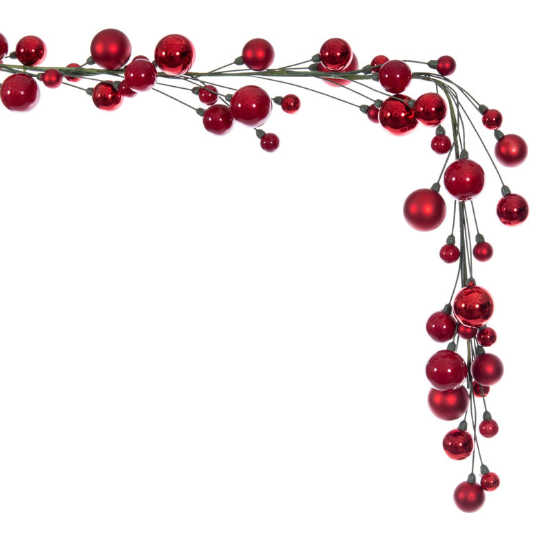 Vickerman 6' Red Ball Branch Garland., Red