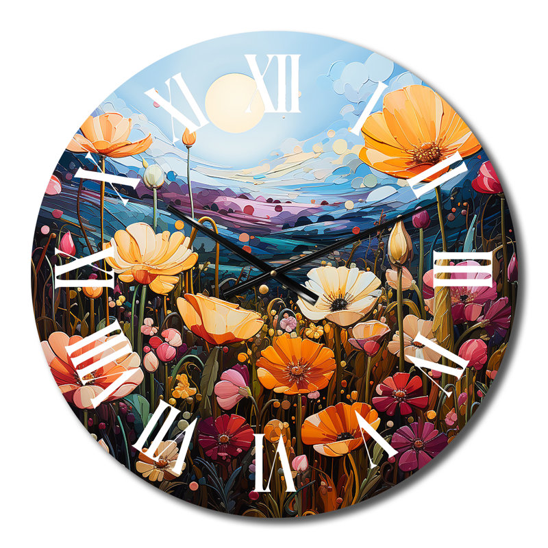 Horloge murale Wildflowers Vibrant Meadows Pointillism I - Wildflowers, Petit