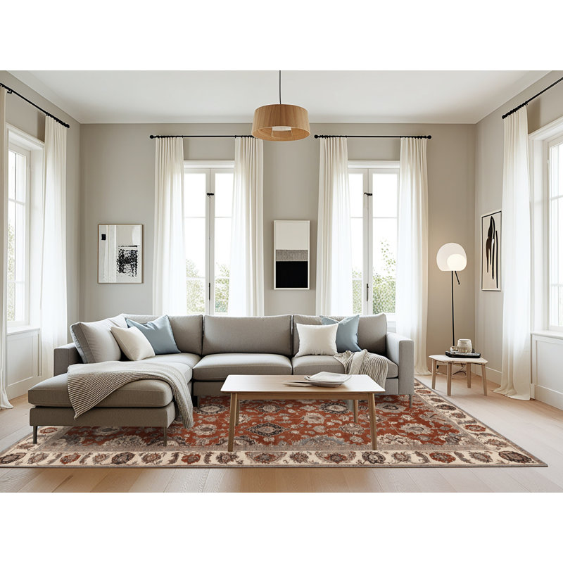 Tapis persan gris lavable à la machine, Rectangulaire 8 pi x 12 pi