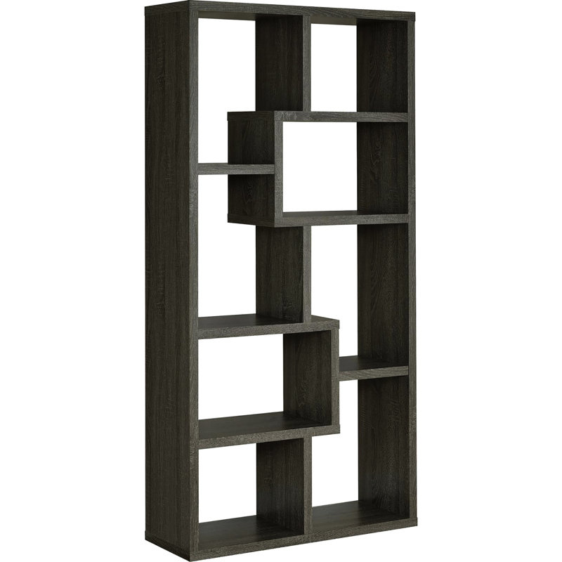 Bibliothèque à 8 tablettes en gris patiné - Ajoutez de l'élégance au rangement fonctionnel et élégant du salon, Gris