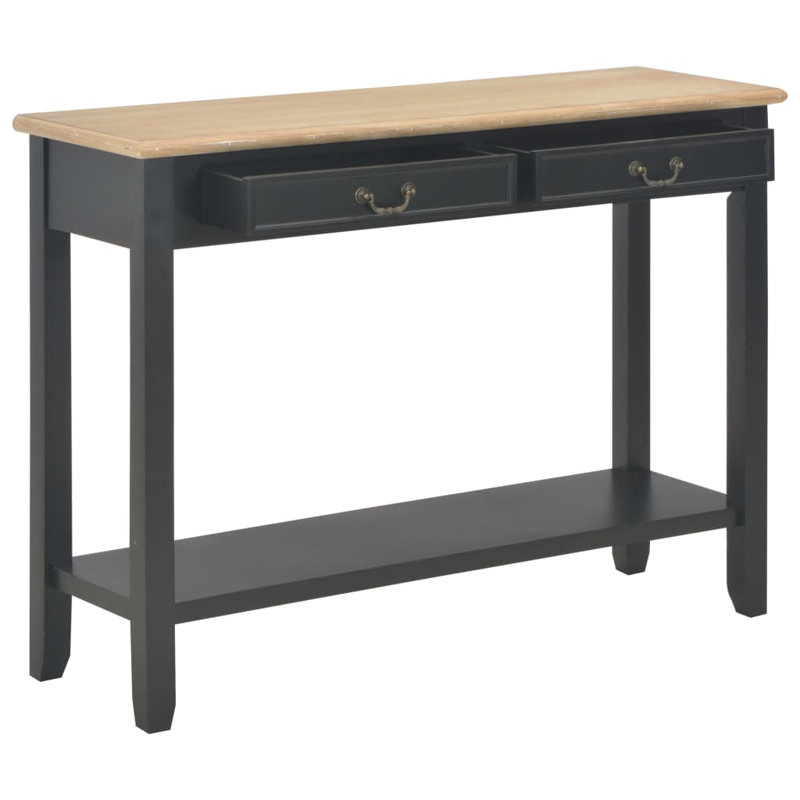 Console Table Entryway Table Side Table with Drawers and Shelves Wood, Black, Natural