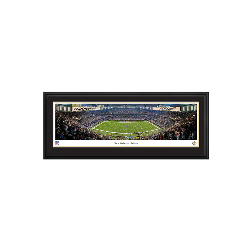 Impression panoramique de football de New Orleans Saints, H 18 po x l 44 po x P 1,38 po, Cadre noir