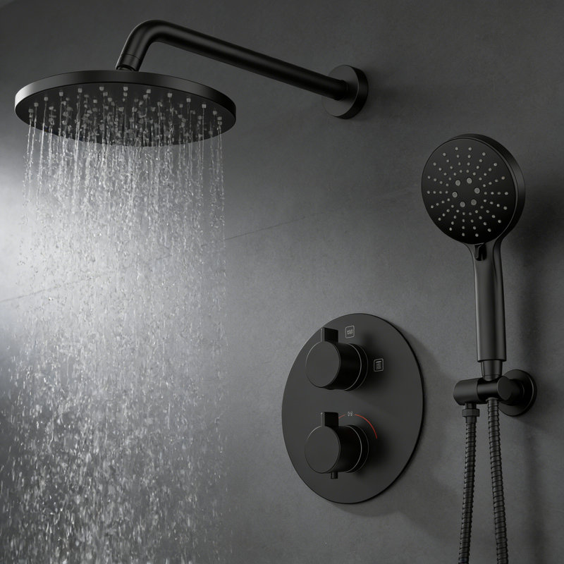 Wall Mount 10 Inch Roud Rainfall Shower Head And Handheld, Trim Kit (Valve Included), Brushed Nickel