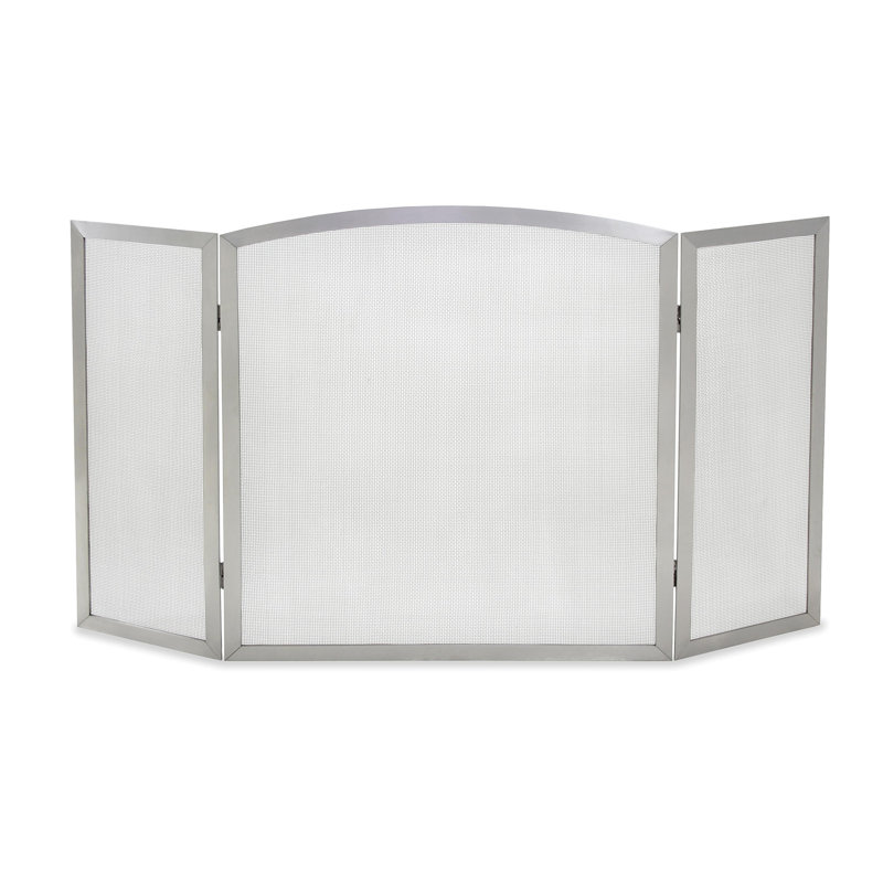 Stainless Steel Newport Tri-Folding Fireplace Screen