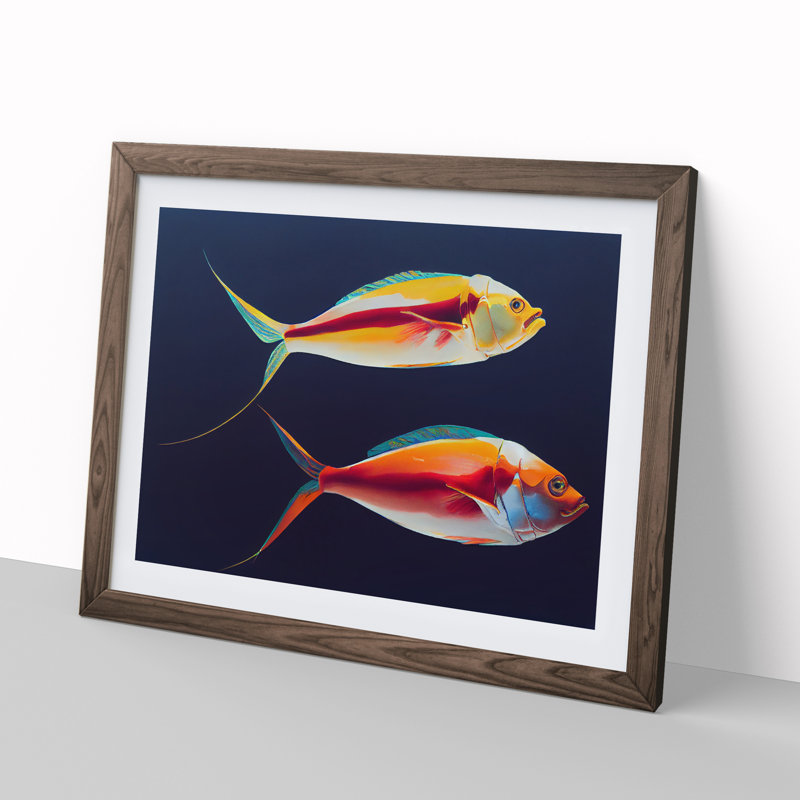 Prime Fish - Single Picture Frame Print, 25cm H x 34cm W x 2cm D, Walnut Framed