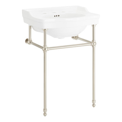 24" Cierra 31" Tall Porcelain Rectangular Console Bathroom Sink with Overflow