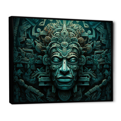 Masque maya magique aztèque - art mural mexicain, salon