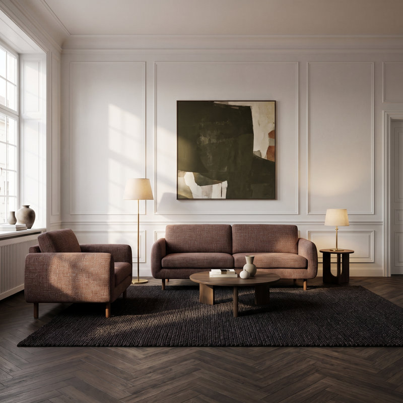 Leno Upholstered Armchair, Caramel Performance Chenille
