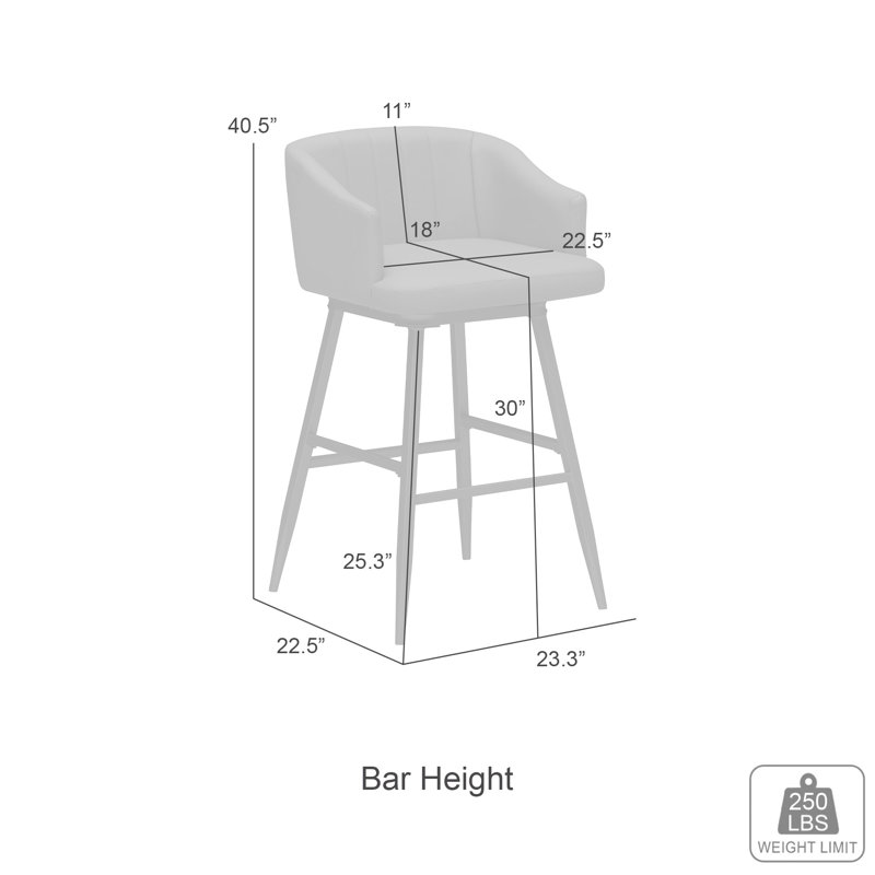 Tabouret de bar pivotant Kazuya bleu orageux en similicuir, hauteur comptoir ou bar, Bar Stool (30" Seat Height)